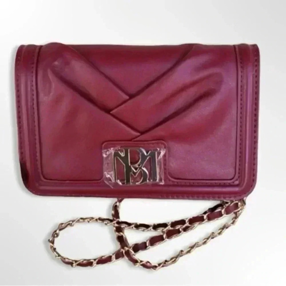 Badgley Mischka Burgundy Pleated Crossbody Bag - Picture 2 of 4